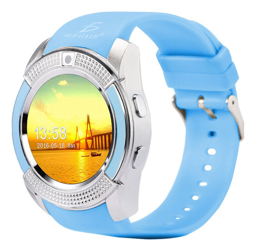 Reloj Smartwatch Inteligente Bluetooth Deportivo Redondo 360 Color de la caja Blanco Color del bisel Azul
