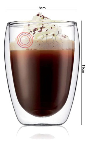 Imagem 3 de 4 de Jogo 4 Copos Parede Dupla Vidro 380ml Café Chá Bar