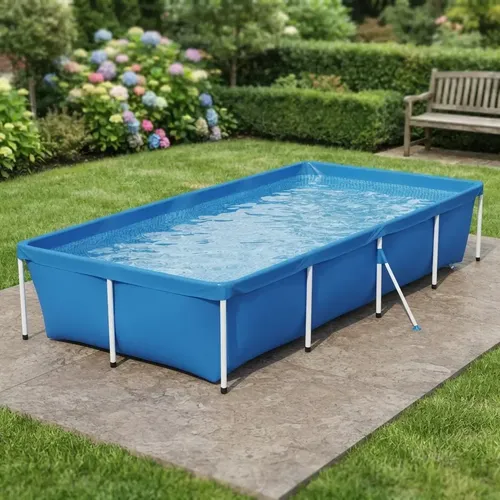 Pileta Lona 3000 Litros Mor Azul 3.20x1.64x0.58m Mor Triple Capa Pvc Acero Puntales Seguridad