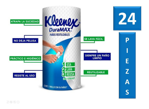 Kleenex Duramax Paño Tipo Trapo Reutilizable 24 Pzas Mayoreo