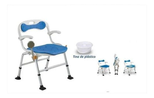 Silla Cómodo Ducha Aluminio Descansabrazos Azul De Lujo