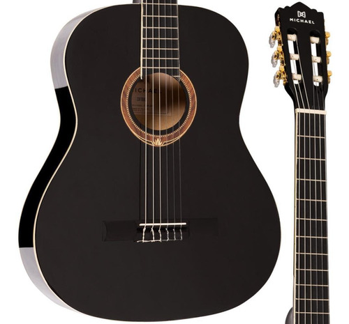 Imagem 4 de 4 de Violão Acústico Michael Clássico Nylon Vm15ny Bk + Kit2ci