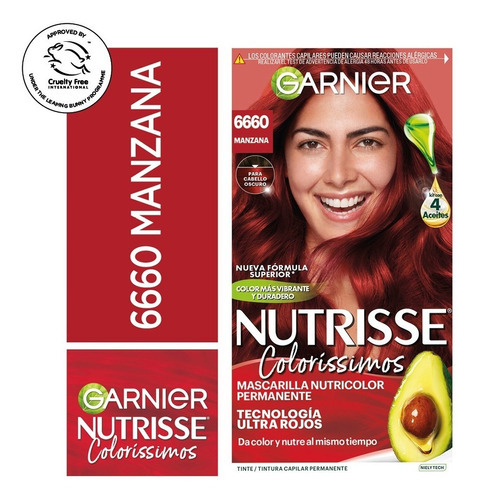 Kit Tinta Garnier  Nutrisse coloríssimos Mascarilla nutricolor permanente tono 6660 manzana para cabello