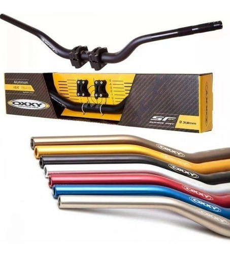 Imagem 2 de 4 de Guidão Oxxy Fat Bar Naked Baixo Preto + Adaptador