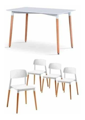 Juego De Comedor Mesa 140x80 + 4 Sillas Milán | Contado
