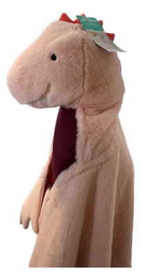 Cobija/capa Con Capucha Gorro Dinosaurio Rosa 105*127cm
