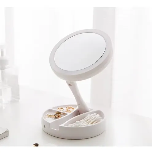 Espejo De Maquillaje Tocador Con Aro Led Plegable 1x Y 10x