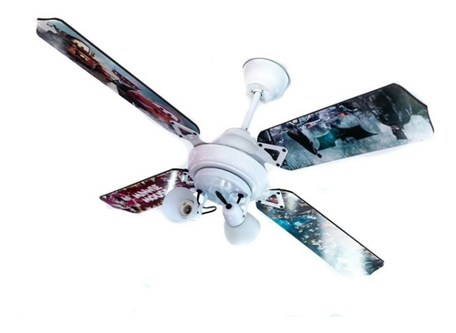 Ventilador De Techo Con Motivos Infantiles Cantidad De Aspas 4 Estructura Blanco Aspas Blanco Diámetro 120 Cm Frecuencia 50 Material De Las Aspas Acero