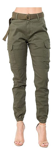 Women's High Waist Slim Fit Jogger Cargo Solid Co Trousers