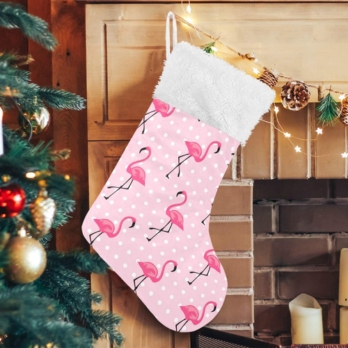 Medias De Navidad Flamenco Puntos Blancos 45 Cm Decoración