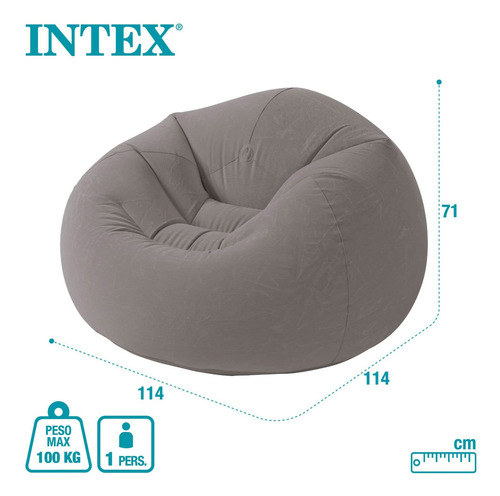 Sillon Sofa Puff Inflable Suave 1.14mx71cm Moderno Intex.