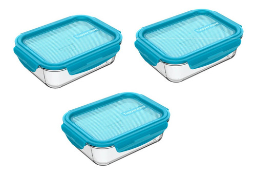 Tupper® Set X3 Hermetico Premiaglass 1lt Tupperware® Vidrio