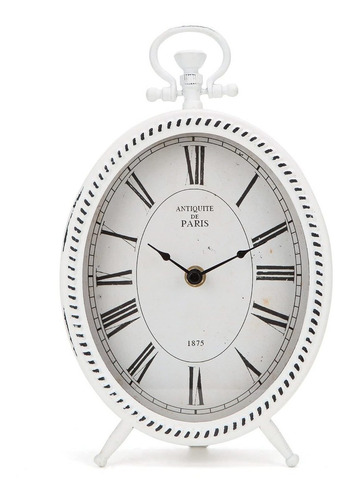 Nikky Home Reloj De Mesa Vintage De Metal, Blanco, Reloj Des