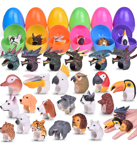 Fun Little Toys 24 Marioneta Dedo Dinosaurio Pintado Mano