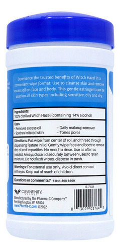 Toallitas 100% Hamamelis (1 Caja De 6 Recipientes) Tóner Y P