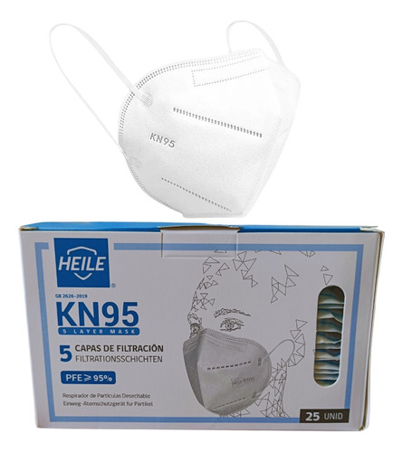 Mascarilla Kn95 - 5 Pliegues Certificadas (25 Unidades) 