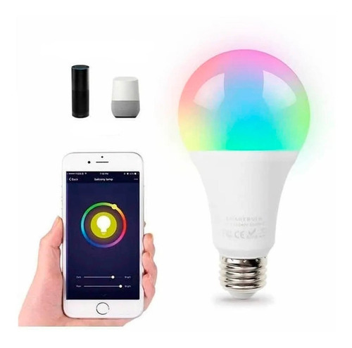 Imagen 1 de 9 de Lámpara Led Inteligente Smart Life Wifi Multicolor E20 12w