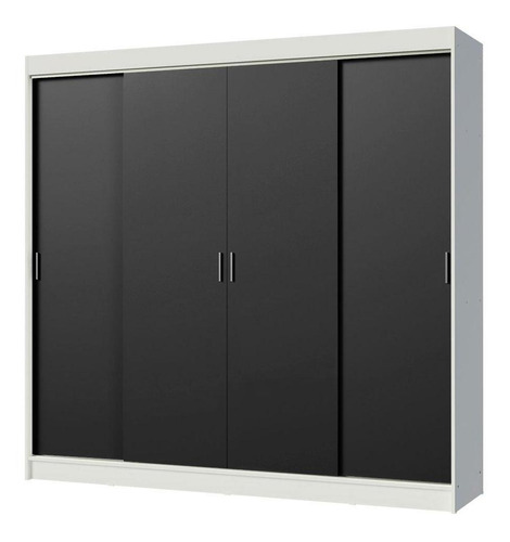 Guarda-roupa Casal Austin Madesa 4 Portas Correr 3 Gav Bp Cor Branco/Preto