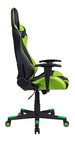 Cadeira de escritório Pelegrin 3012 gamer ergonômica preta e verde con estofado do couro sintético