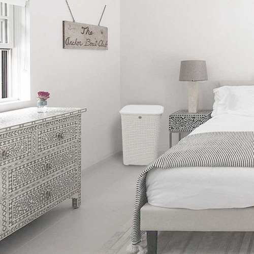Pack 2 Cesto Canasta Organizador Ropa Sucia Tapa Utilísimo Color Blanco