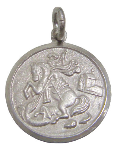 Medalla De Plata Circular Motivo San Jorge (p1363) 