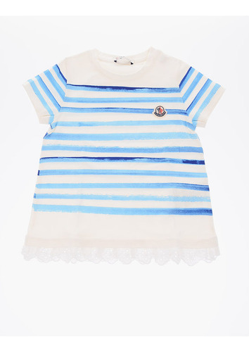 Playera Para Niña Moncler A Rayas Azul Y Blanco 