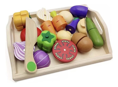 Juguete Didáctico Infantil De Madera Charola De Verduras