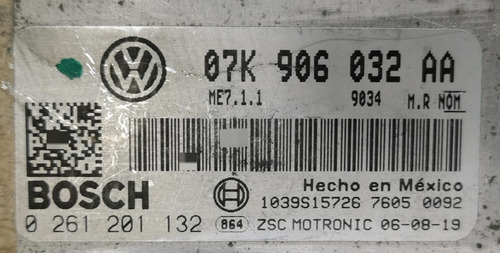 Computadora Ecu Beetle Jetta 2006-2007 2.5 07k906032aa Libre (Usado)