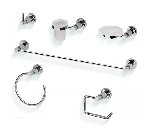 Set Kit Accesorios Baño Juego 5 Pzas Metal Cromado Casal