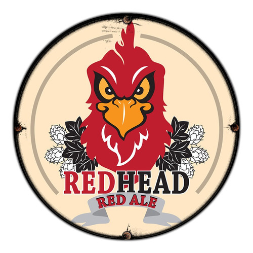 #514 - Cuadro Decorativo Vintage - Red Head Beer No Chapa