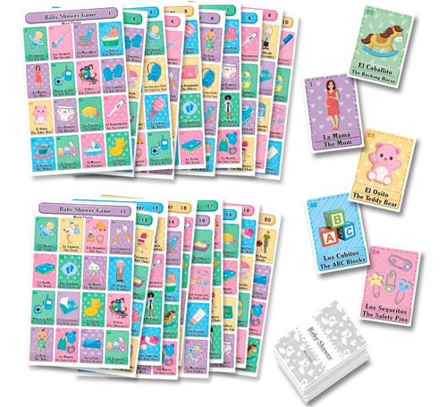 Morefiesta Baby Shower Loteria Bingo Bilinge, Inglés Español