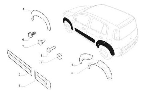 Moldura Guardabarros Trasero Izquierdo Fiat