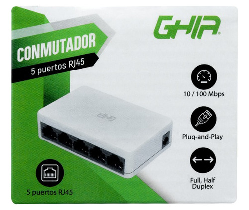 Switch Conmutador Ghia Gigabit 5 Puertos 10/100/1000mbps