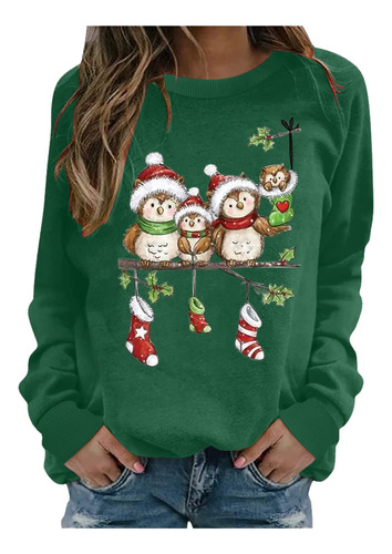 Sudadera Para Mujer Estampado Navidad Patron Manga Larga