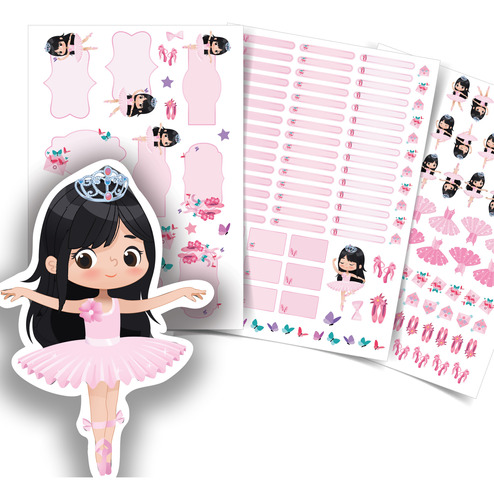 Etiqueta Escolar Personalizada Bailarina Asiática Kit Jumbo