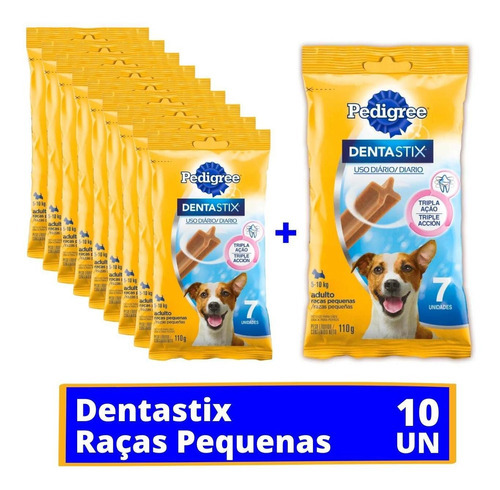 Kit C/10 Pedigree Dentastix Raças Pequenas Pacote 110g 7un