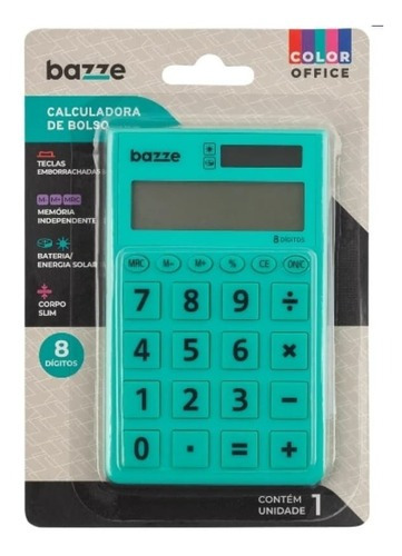 Calculadora De Bolso 8 Dig Bazze Turquesa