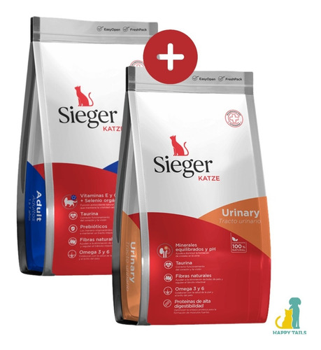 Sieger Katze Urinary X 7.5 Kg + Gato Adulto X 7.5 Kg 