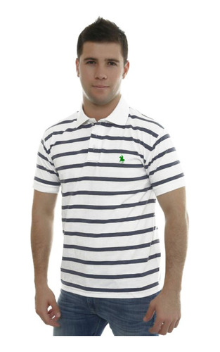 Playera Polo Club Of Berkshire. Blanca Con Rayas