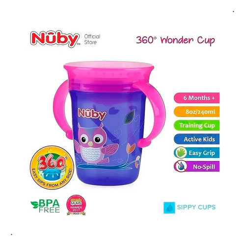 Vaso Antiderrame 360° Nuby Entrenamiento Bebé