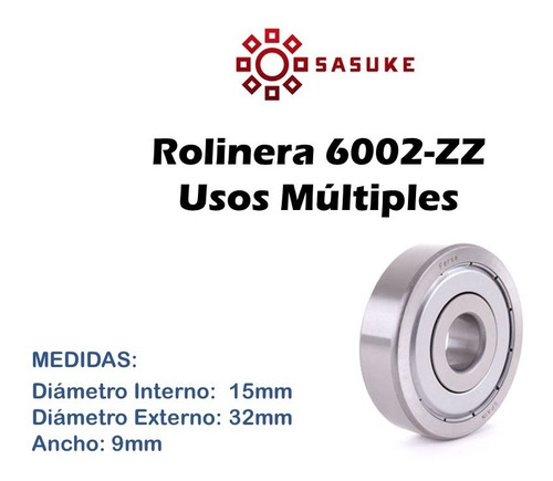 Rolinera Rodamiento 6002 Zz Sello Metal