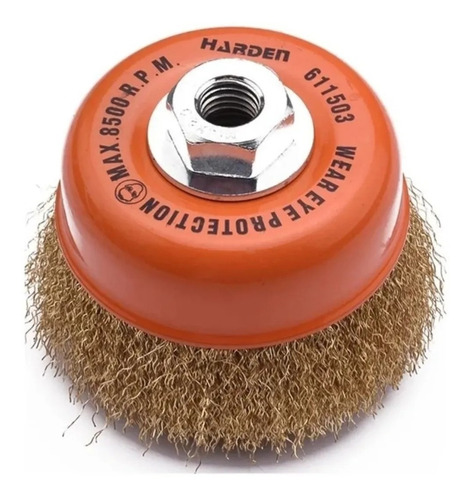 Imagen 1 de 2 de Cepillo Copa Alambre Bronce Rizado 100mm Harden Industrial