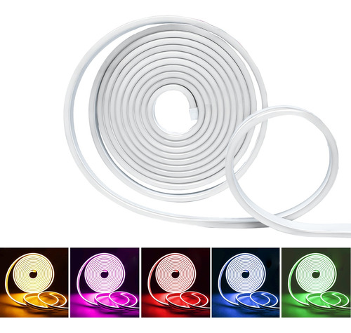 Tiras De Led Neón Luz Flexible Unicolor 5 Metros Cortar 12v Blanco Frío