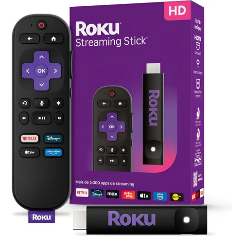 Roku Streaming Stick 2025 Hd Hdmi Controle Por Voz Full Hd