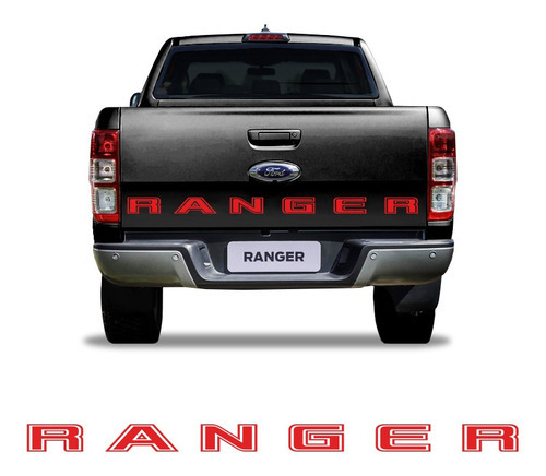 Faixa Traseira Ford Ranger 2020 Adesivo Caçamba Decorativo Cor Vermelho