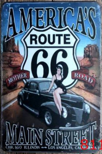 Cartel Ruta 66 Decorativo Chapa Vintage Litografiada 20 X 30