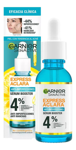 Serúm Garnier Express Booster 4% 30ml  Aplicación Día/noche 