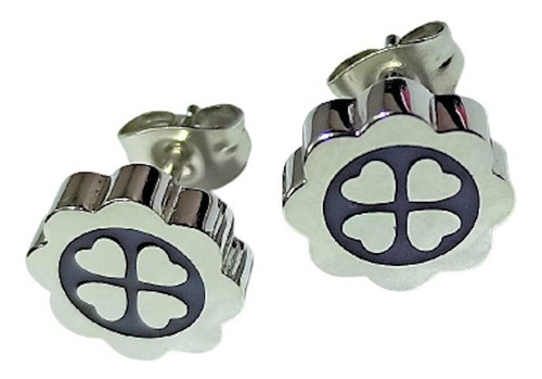 Aros Acero Quirúrgico Trebol Esmaltado 10mm
