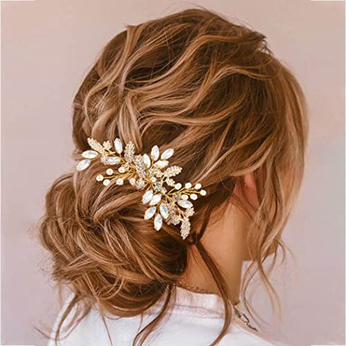 Jeairts Hoja De Novia Boda De Pelo Comb Rhinestone Wcgsz