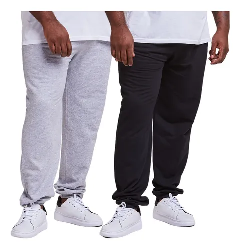 comprar Kit 2 Calça Moletom Jogger Masculino Slim  Plus Size